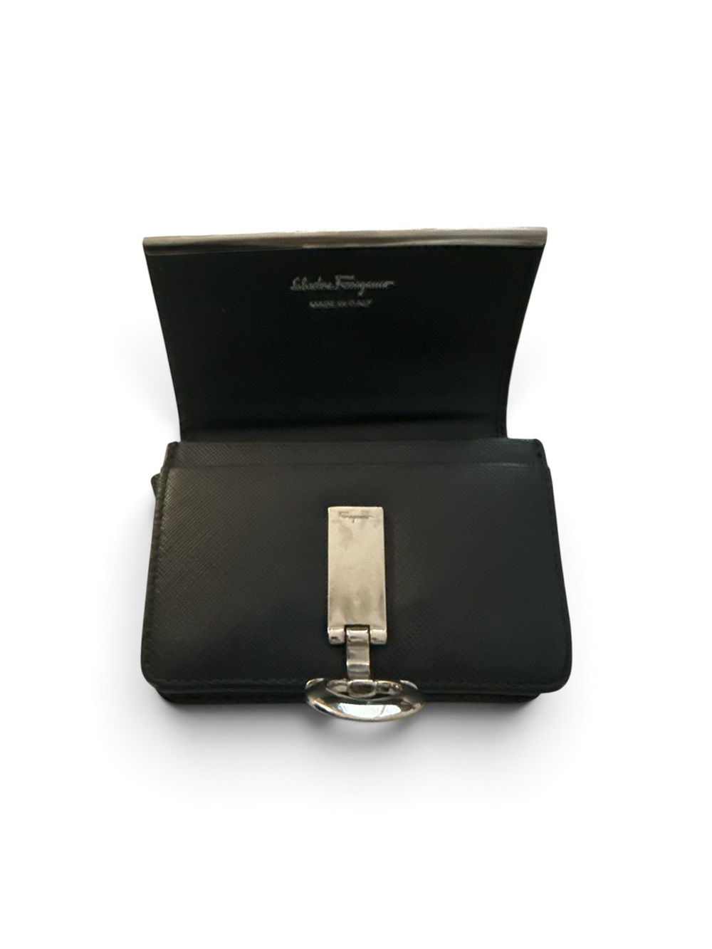 Salvatore Ferragamo Black Saffiano Leather Gancini Key Case Wallet - Picture 3 of 8